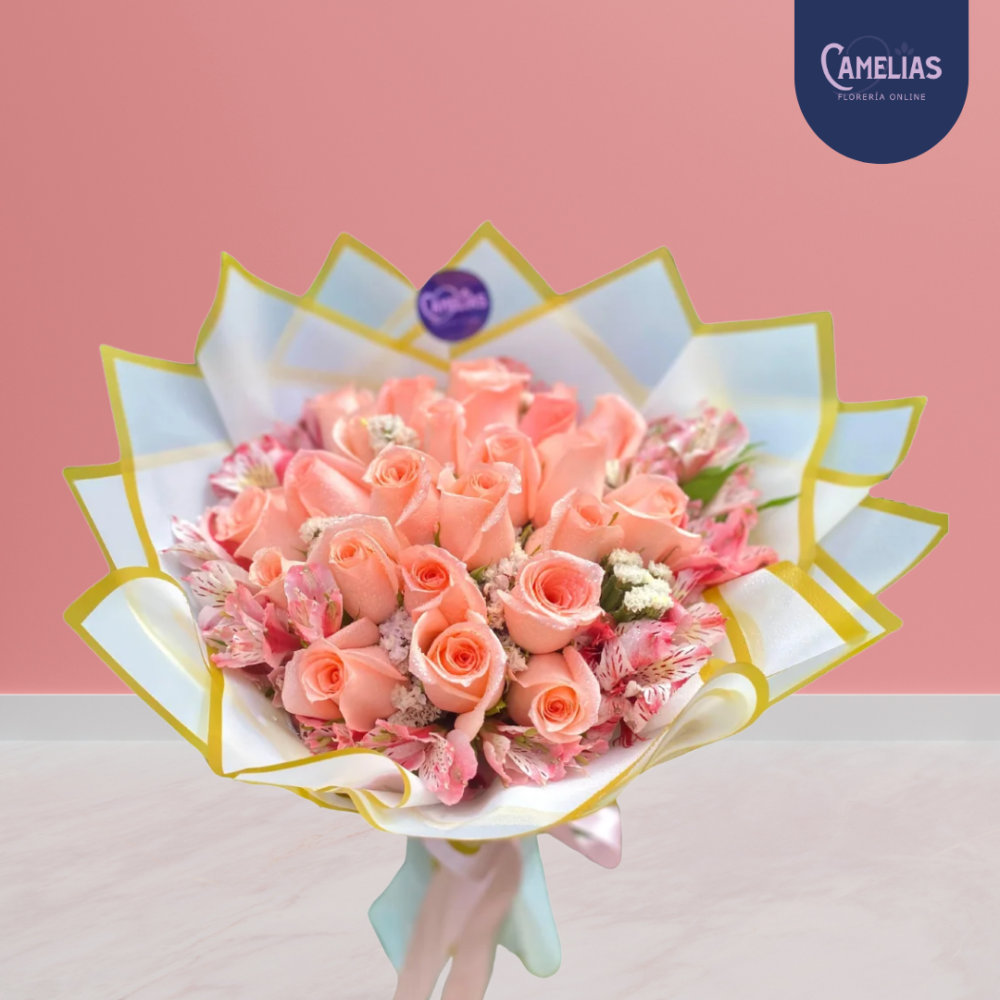 🌸 Ramo de 24 Rosas Rosado Bebé "Ankara"
