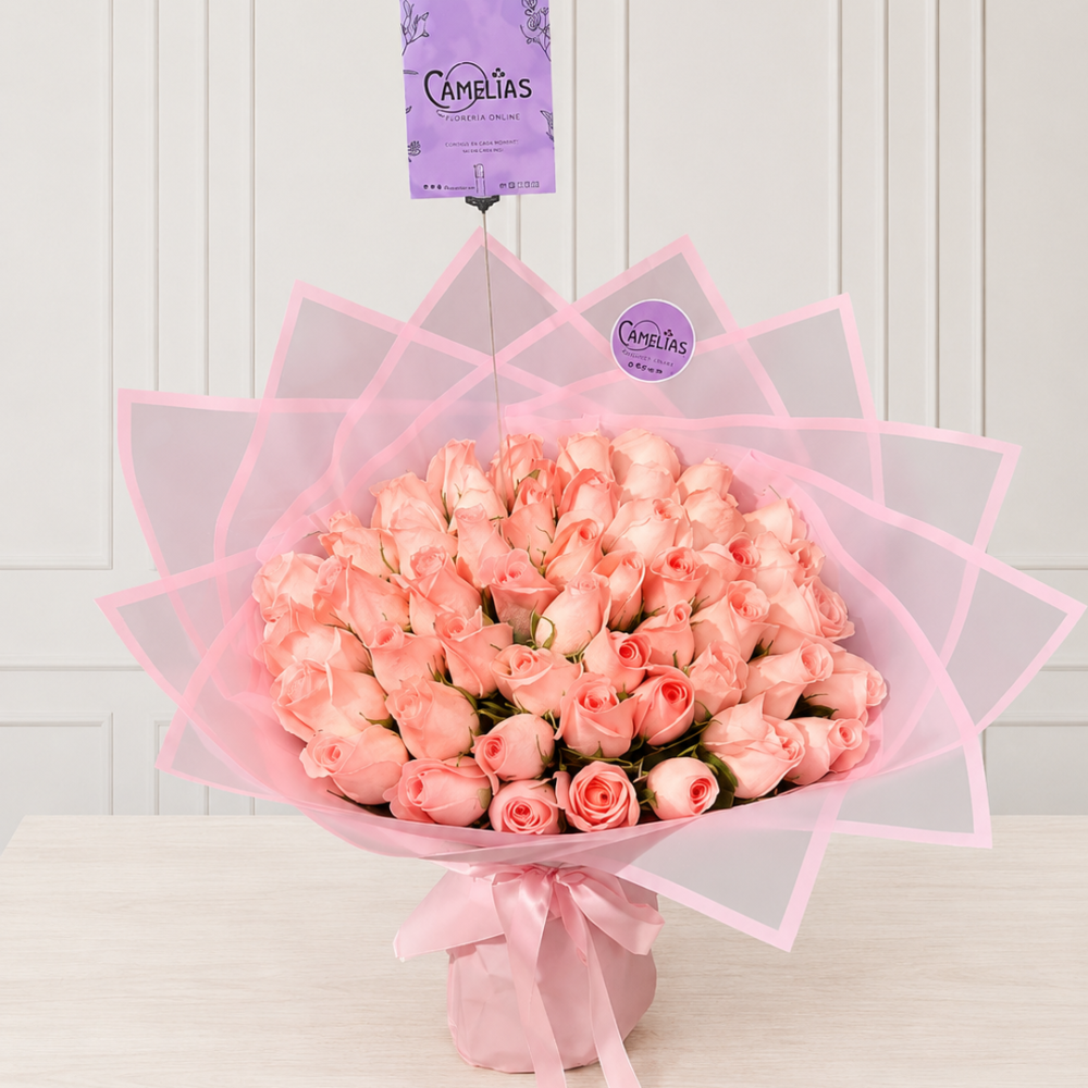 💗Ramo buchón de 50 rosas "MAJLY"