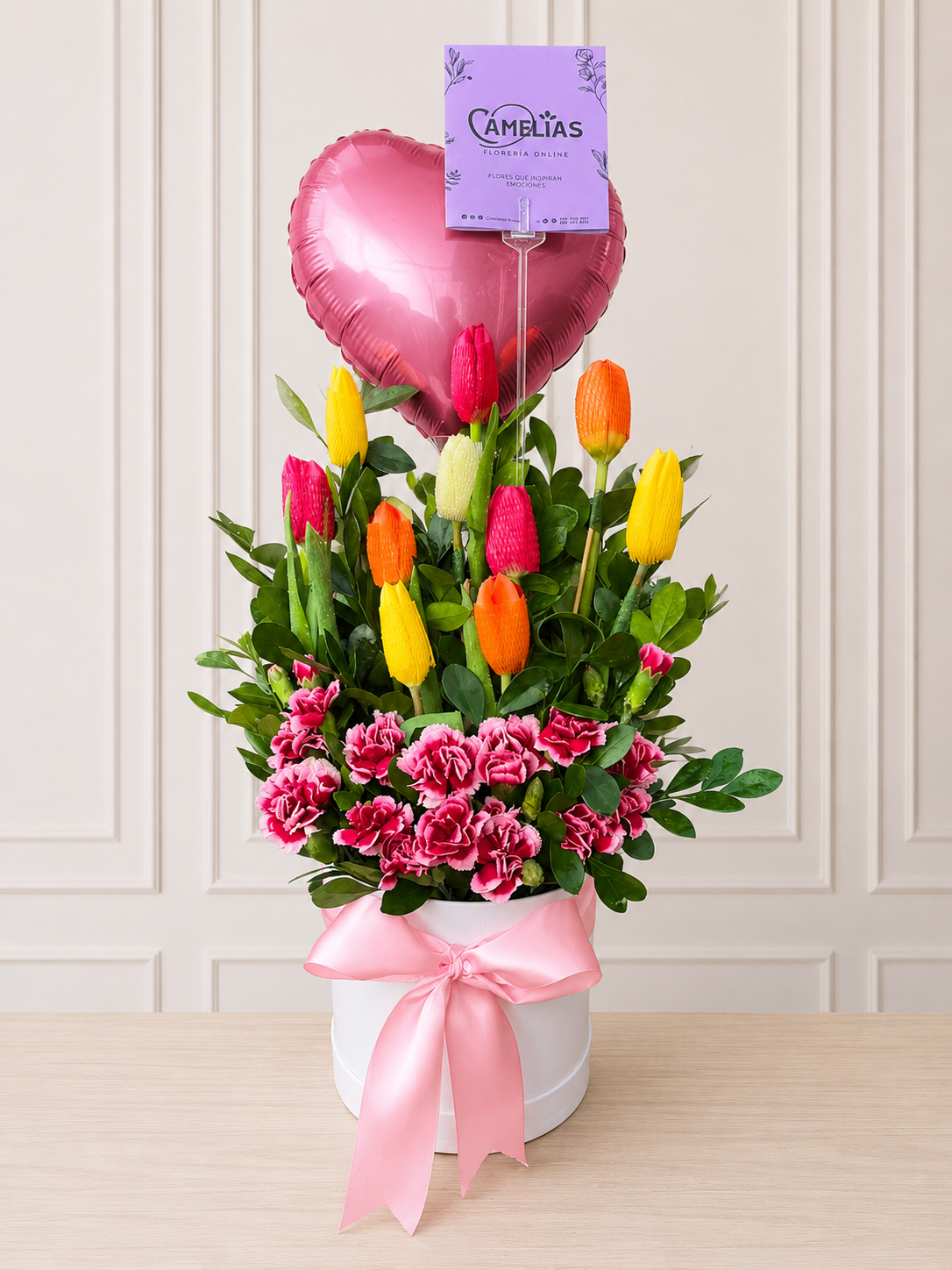 Box de rosas y tulipanes
