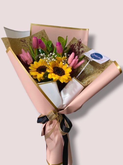 Ramo de tulipanes y girasoles "Felicidad"