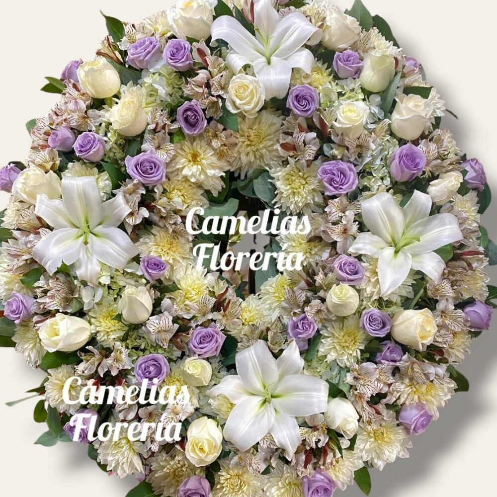 Corona Fúnebre con parante "Picarón floreado"