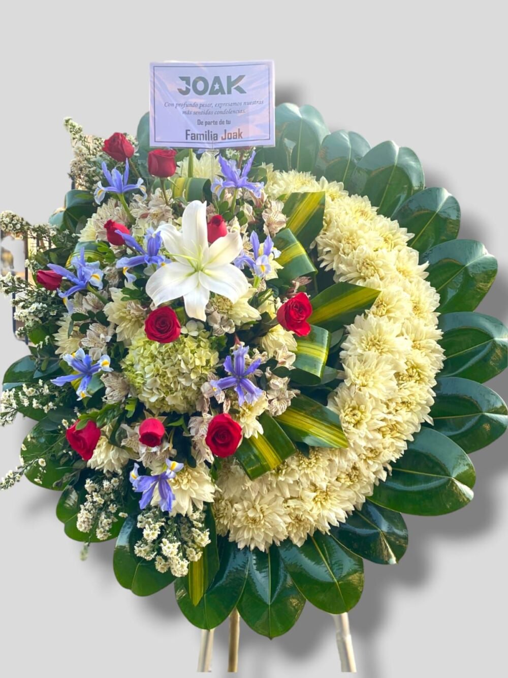 Corona Fúnebre con parante "Rosas rojas"