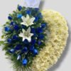 Corona Fúnebre con parante "Corazón azul"