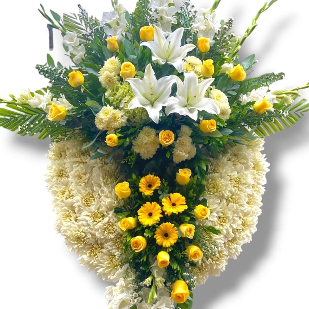 Corona Fúnebre con parante "Rosas Amarillas de dos tiempos"