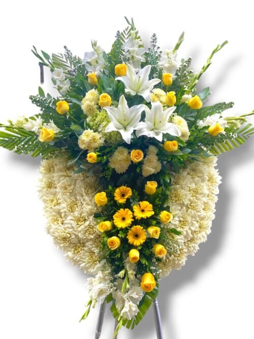 Corona Fúnebre con parante "Rosas Amarillas de dos tiempos"