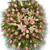 Trípode Fúnebre con Rosas Rosadas y Blancas