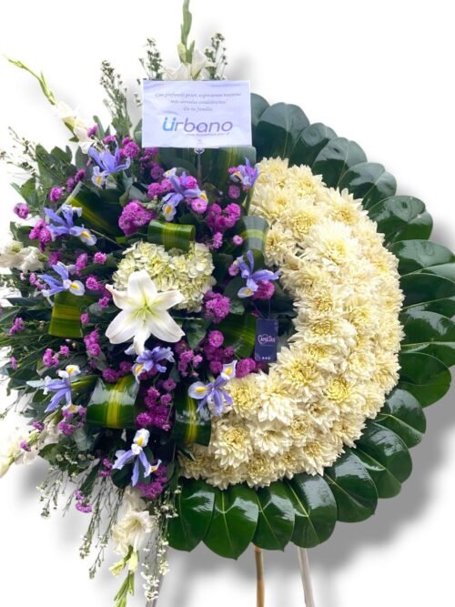 Corona Fúnebre con parante "Montecasino lila"