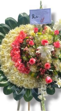Corona Fúnebre con parante "Rosas rosadas II"