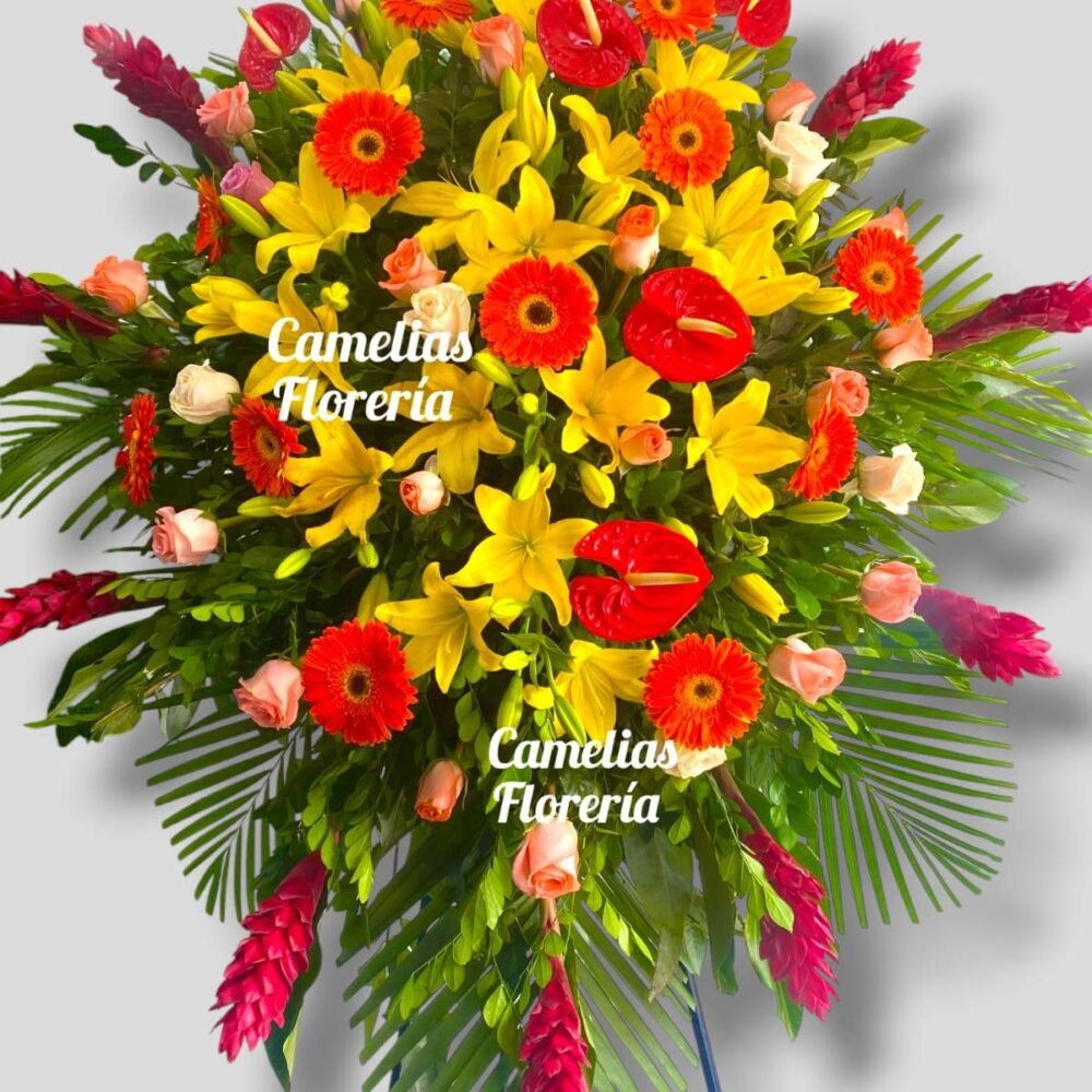 Trípode floral “Happy Anniversary”