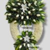 Corona Fúnebre con parante "Rosas blancas de dos tiempos"