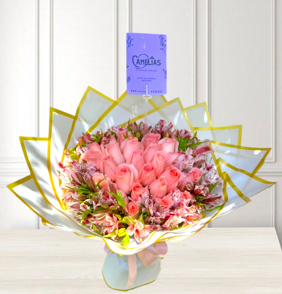 🌸 Ramo de 24 Rosas Rosado Bebé "Ankara"