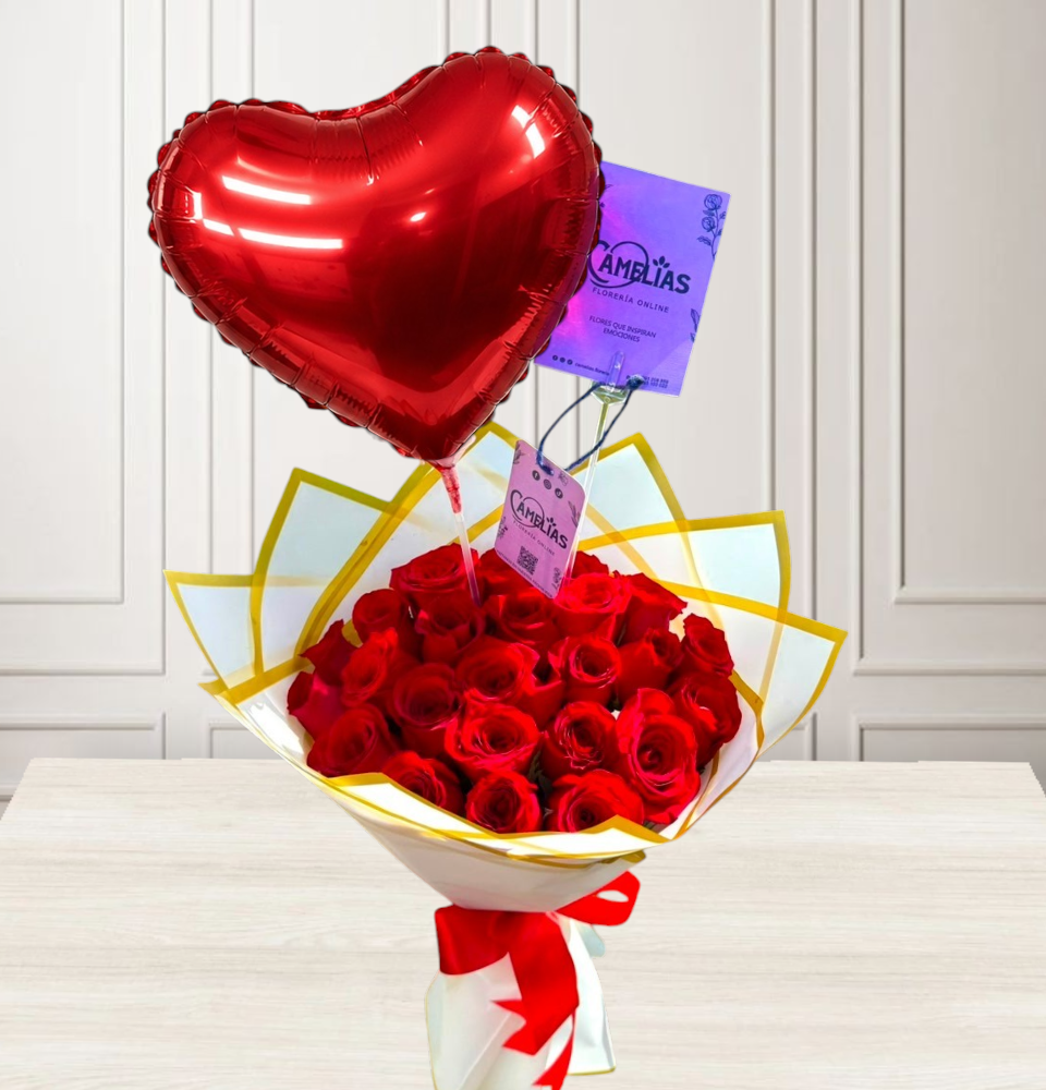 🌹 Ramo Buchón de 24 Rosas Rojas Freedom "DILI"