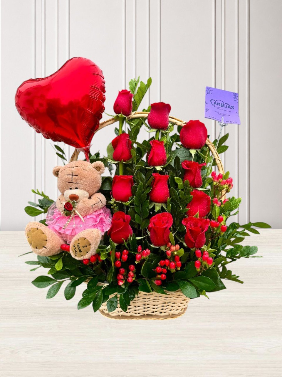🌹 Canasta de 12 Rosas Rojas Feedom "WASHINGTON"