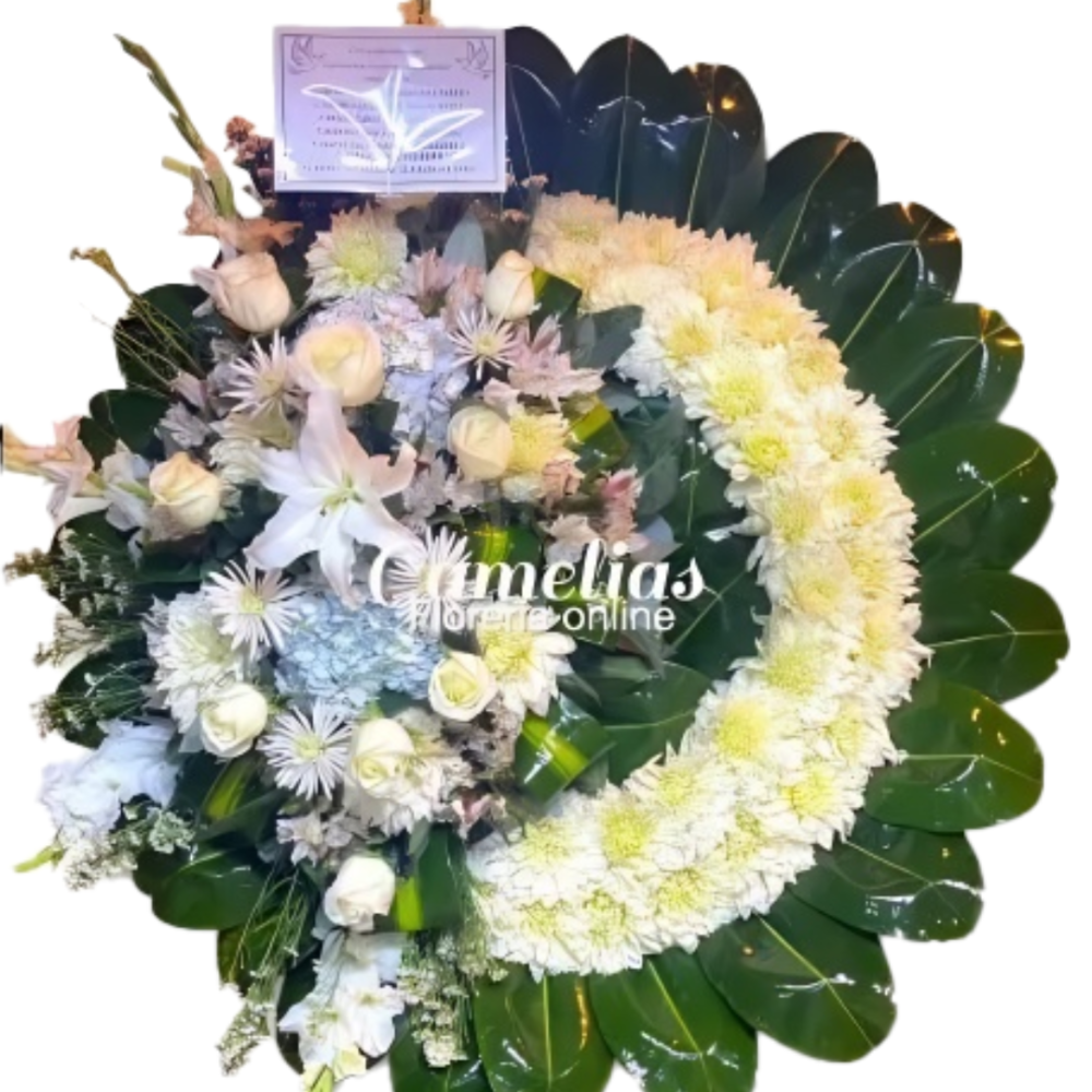 Corona fúnebre con rosas blancas II