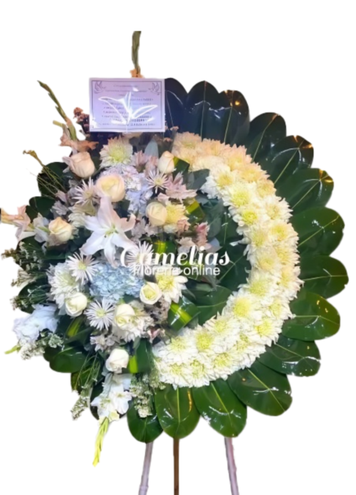 Corona fúnebre con rosas blancas II