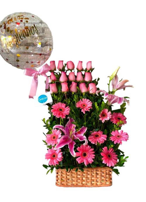 🌹Canasta de rosas y lirios "Andrea"