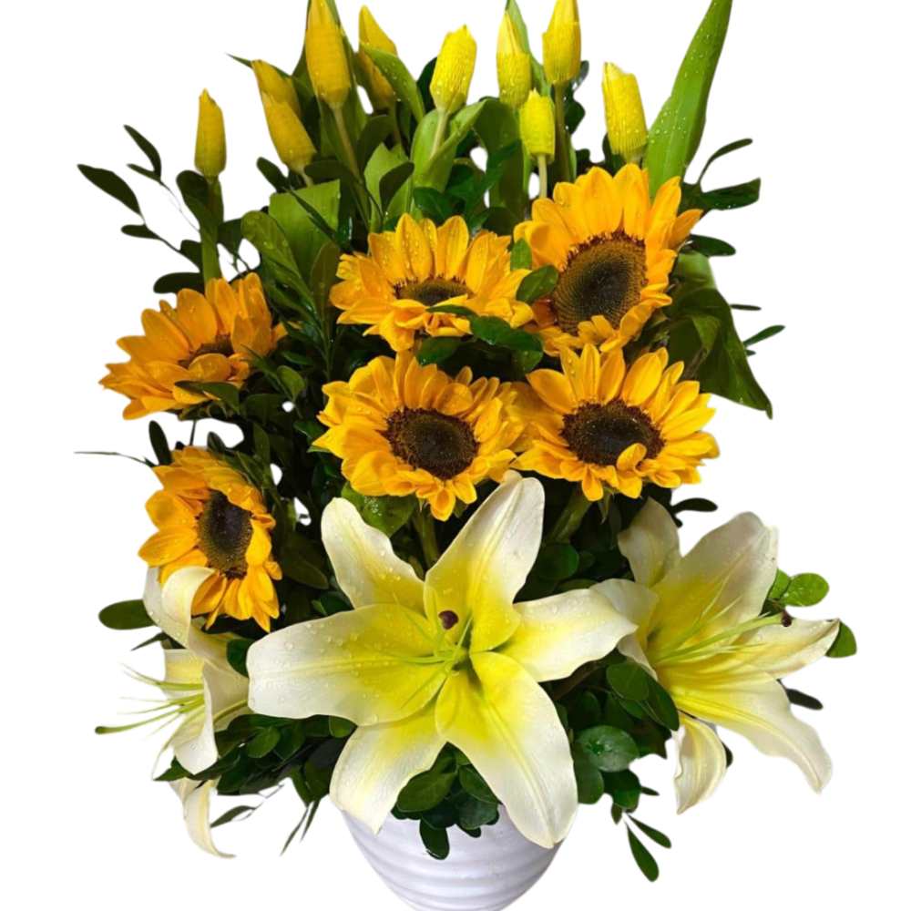 🌷Arreglo de tulipanes y girasoles "Thais"
