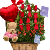 🌹 Canasta de 12 Rosas Rojas Feedom "WASHINGTON"