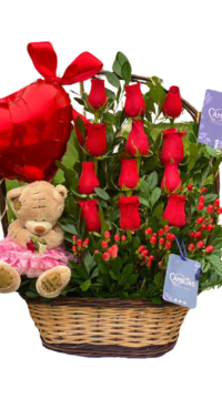 🌹 Canasta de 12 Rosas Rojas Feedom "WASHINGTON"