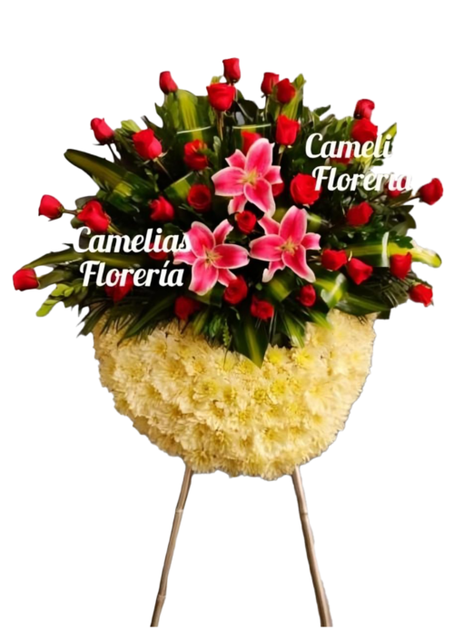 Corona Fúnebre con Rosas y Lirios