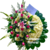 Corona fúnebre con rosas fucsia