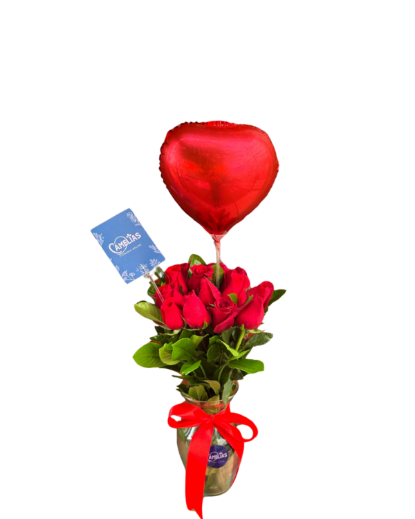 🌹 Florero de 12 Rosas Rojas "AMSTERDAM"