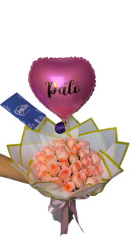 🌸 Ramo Buchón de 24 Rosas rosado bebe "MONACO"