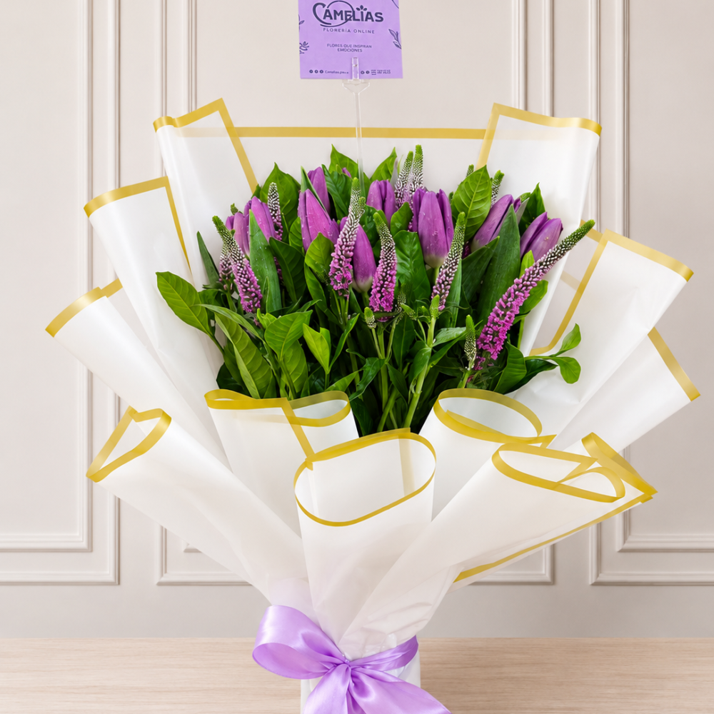 🌷Ramo de 10 Tulipanes Lilas "ROMA"