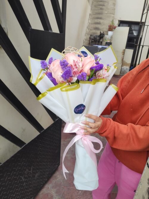 🌹 Ramo de 12 Rosas Rosado bebe "VIENA" - Imagen 2