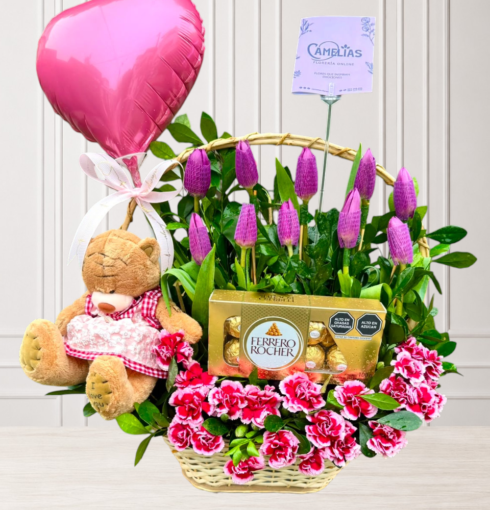 🌷 Canasta de 10 Tulipanes "ASMARAH"