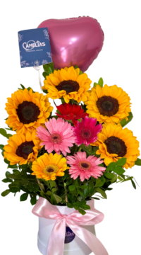 🌻Box de 5 girasoles y 5 gerberas "Manila"