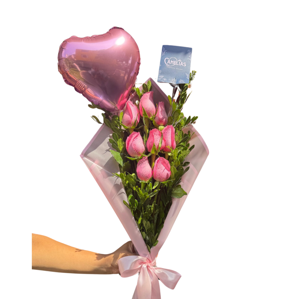 🌹 Ramo de 8 Rosas Rosado Fusión "CANADA"