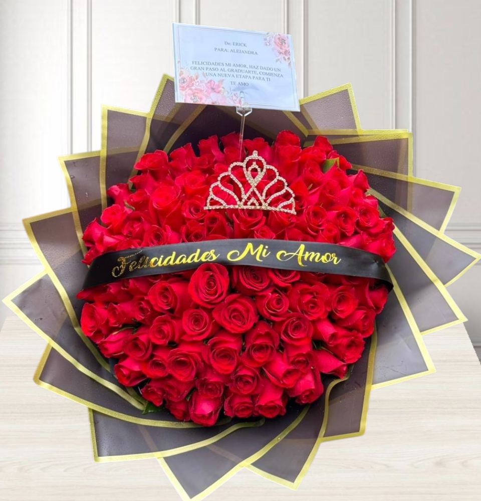 🌹Ramo buchón de 100 rosas "Canary"