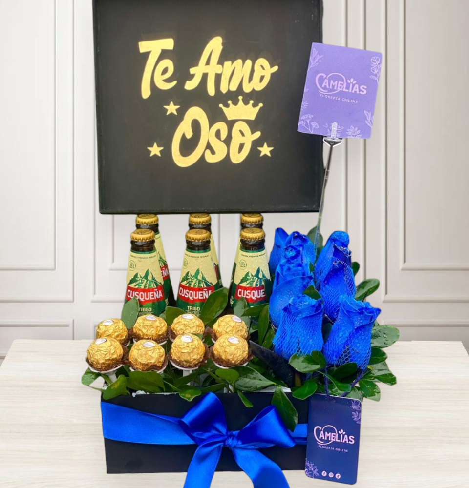 Caja Premium de rosas azules