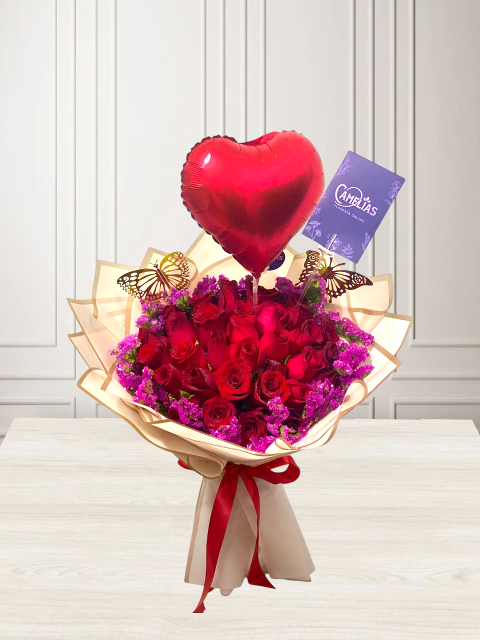 🌹 Ramo buchón de 40 rosas "Addis"