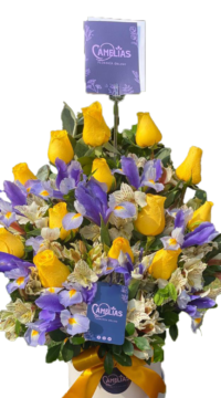 Box de 12 rosas amarillas "Cores"