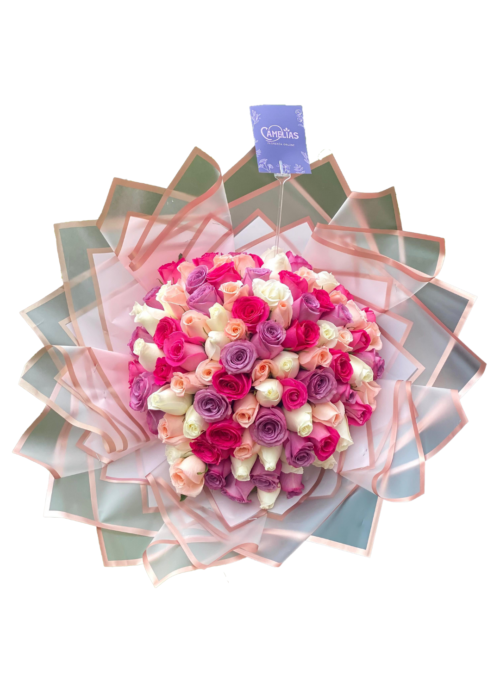 💗 Ramo buchón de 100 rosas "Nassau"