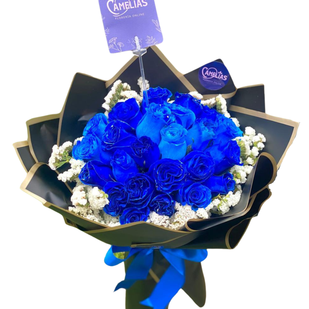 Ramo buchón de 40 rosas azules