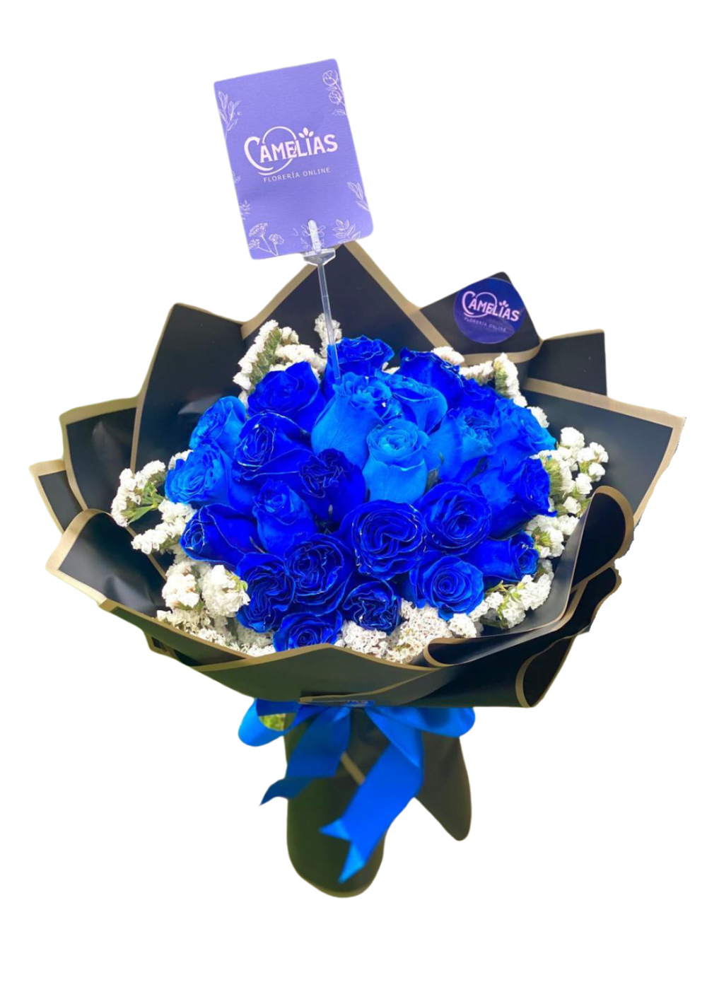 Ramo buchón de 40 rosas azules