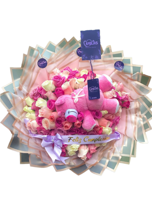 💗 Ramo buchón de 100 rosas "Asmara"