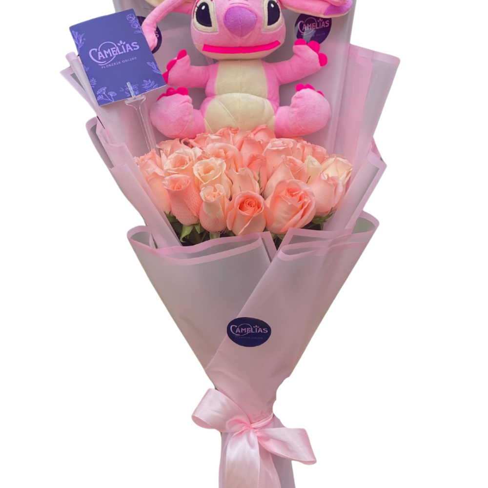 💗 Ramo buchón de 40 rosas rosadas "Atenas"
