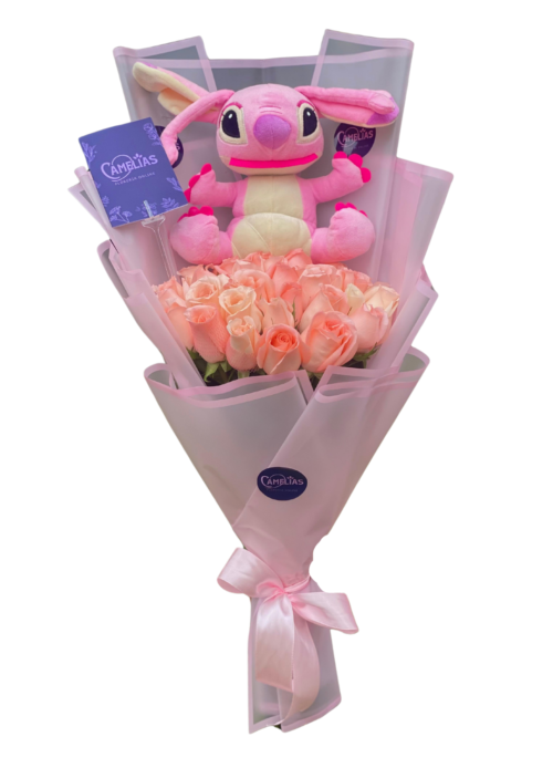 💗 Ramo buchón de 40 rosas rosadas "Atenas"