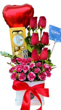🌷 Box de 6 Rosas rojas con chocolate