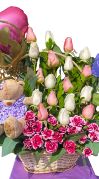 🌷 Canasta de 16 Rosas de 2 Tonalidades