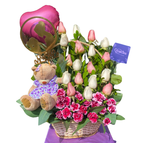 🌷 Canasta de 16 Rosas de 2 Tonalidades