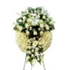 Corona floral fúnebre de 2 tiempos con rosas blancas