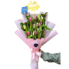 Ramo de 15 tulipanes rosados y fucsias + Veronica rosada