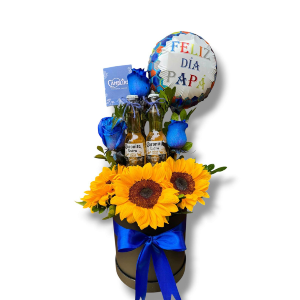 Box de rosas azules y corona