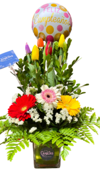 Arreglo de tulipanes y gerberas