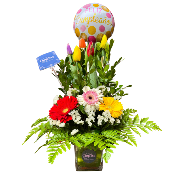 Arreglo de tulipanes y gerberas